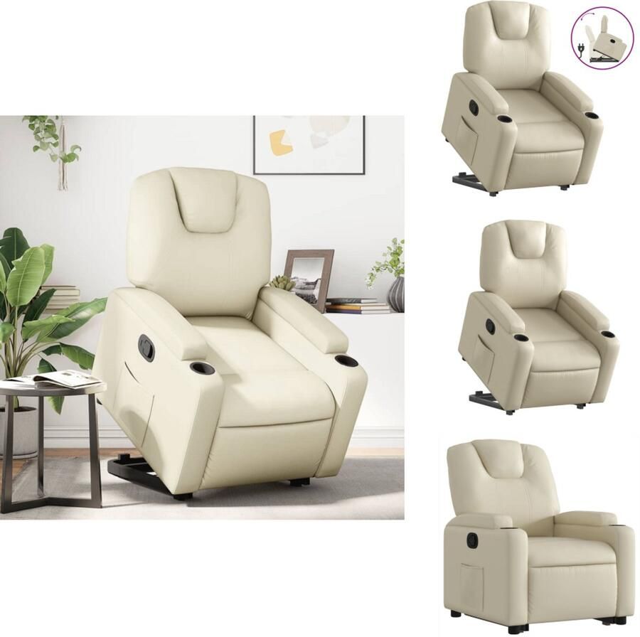 VidaXL Sta-opstoel Sta-opstoelen Staopstoel Sta Op Stoel Sta-op-stoel verstelbaar kunstleer crèmekleurig