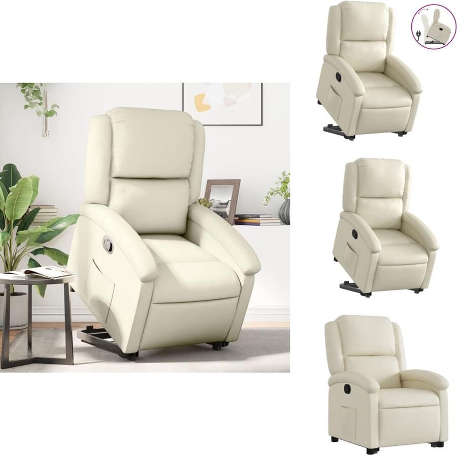 VidaXL Sta-opstoel Sta-opstoelen Staopstoel Sta Op Stoel Sta-op-stoel verstelbaar kunstleer crèmekleurig