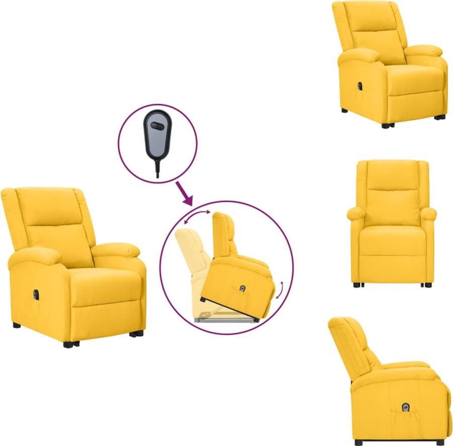 VidaXL Sta-op-stoel Sta-op-stoelen Fauteuil Stoel Sta-op-stoel verstelbaar stof geel - Foto 2