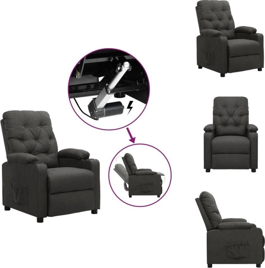 VidaXL Sta-opstoel Verstelbare rugleuning en voetensteun Donkergrijs 78.5 x 93 x 96.5 cm (B x D x H) 100% polyester Fauteuil - Foto 3