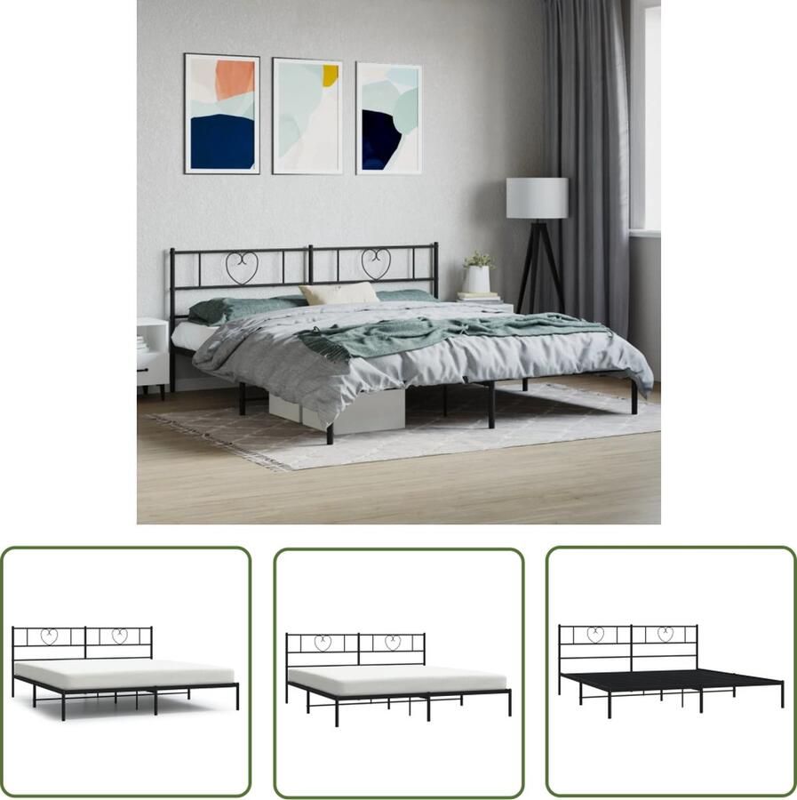 The Living Store Bedframe Klassiek Metaal 207 x 187 x 90 cm Zwart Klassieke Bedframe Staal Bedframe Zwart Bedframe Tweepersoons Bed Boxspring Bed