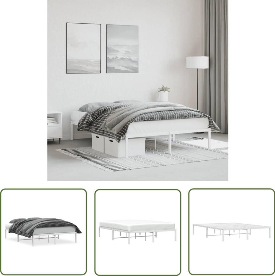 VidaXL Bedframe metaal wit 135x190 cm Wit Bed Frame Staal Bedframe Bed Frame 135x190 Metalen Bedframe Bed Kopen