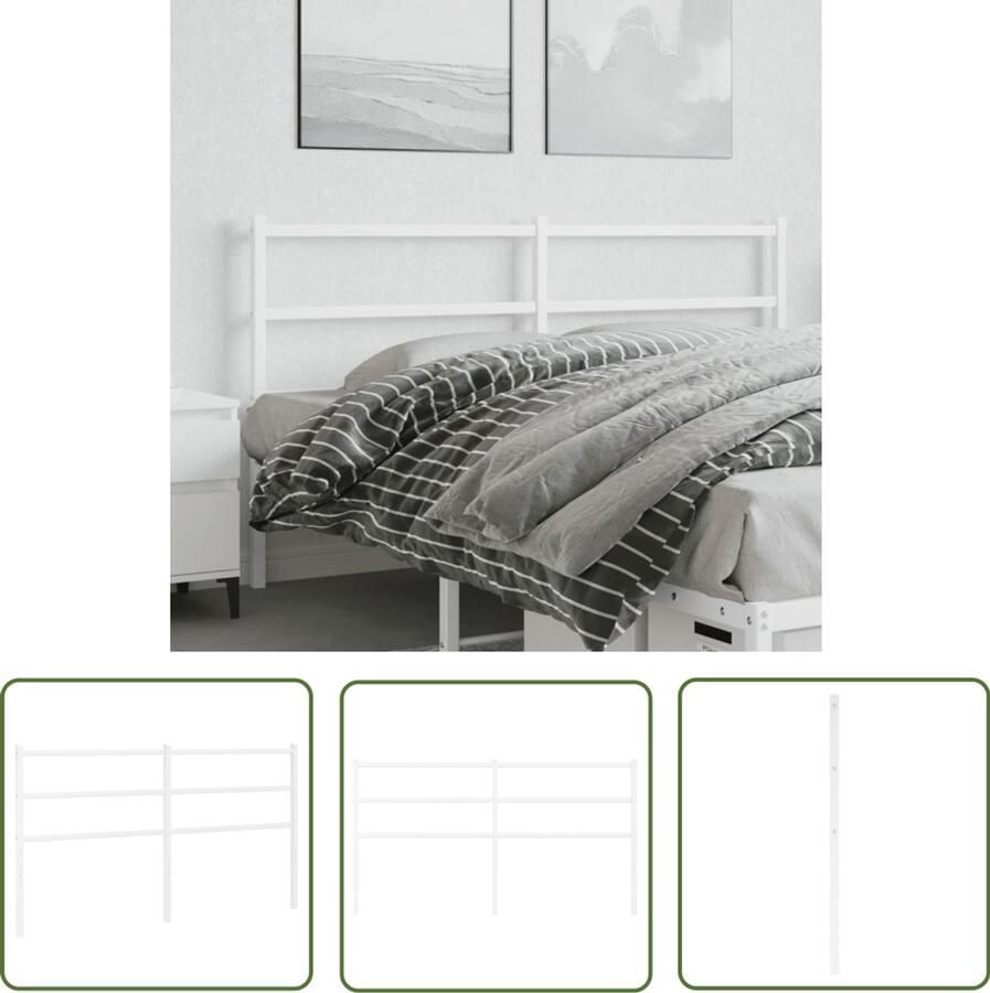 VidaXL Hoofdbord 160 cm metaal wit Hoofdbord Staal Wit Bedbank Slaapkamerinrichting