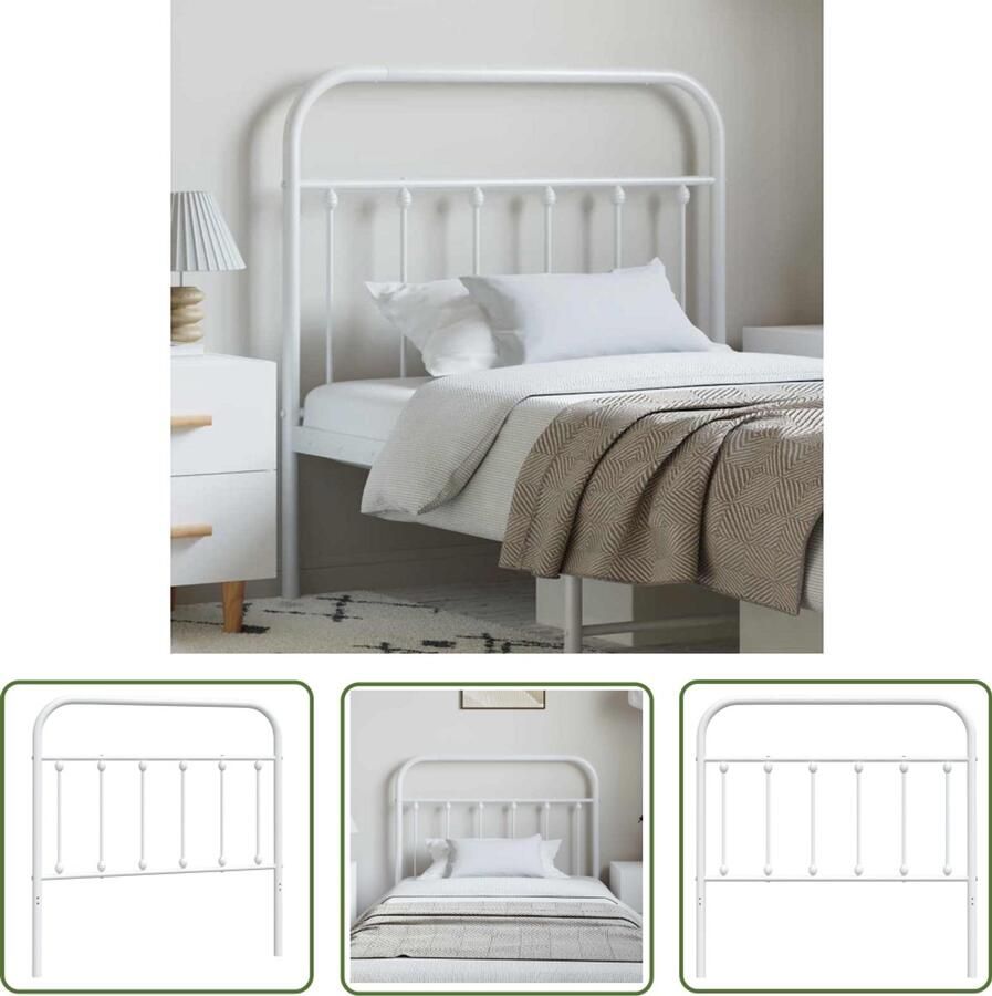 The Living Store Hoofdbord 105 x 3 x 100 cm Robuust en stabiel Staal Hoofdbord Staal Wit Beddecoratie Slaapkamervloerisolering - Foto 2