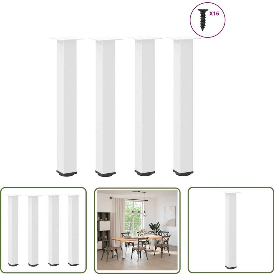 VidaXL Staal Tafelpoten Salontafelpoten Console tafelpoten 4 st 72-74 cm staal wit Tafelpoten Salontafel Onderstel Tafelvoet