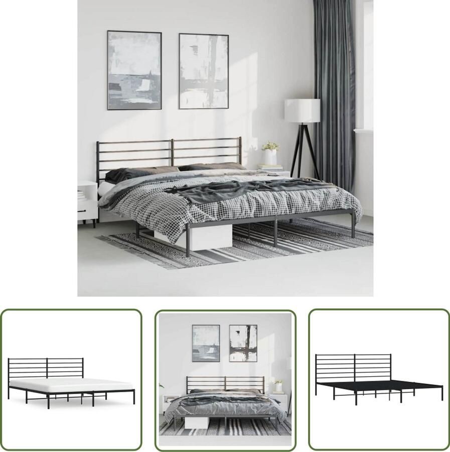 The Living Store Bedframe Klassiek Metaal 207 x 198 x 90 cm Zwart Klassieke Bed Frame Stalen Bedframe Zwart Bedframe Metalen Bedframe Met Opbergruimte - Foto 2