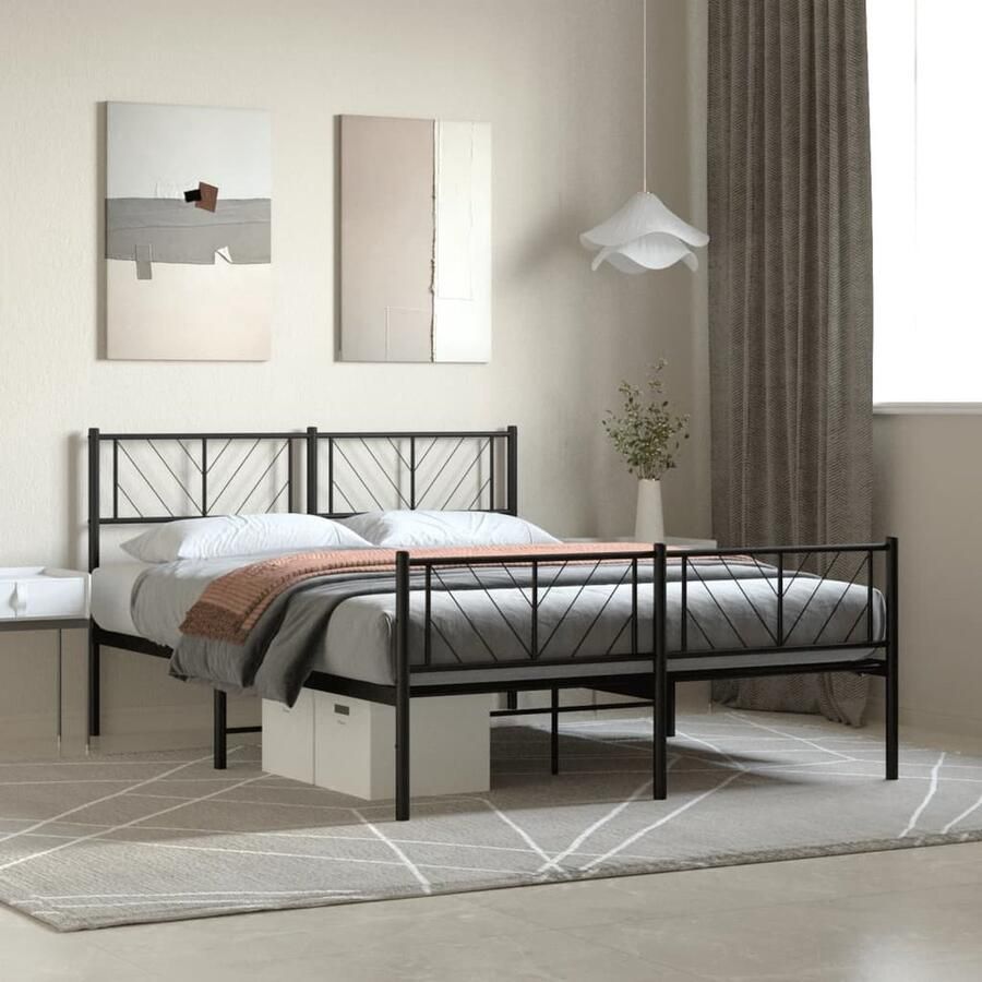 VidaXL Bedframe Metaal Zwart 120x200 cm Klassieke Bedframe Metalen Bedframe Staal Bedframe Tweepersoons Bed Slaapcomfort Boxspring Alternatief Ruime Slaapbank - Foto 2