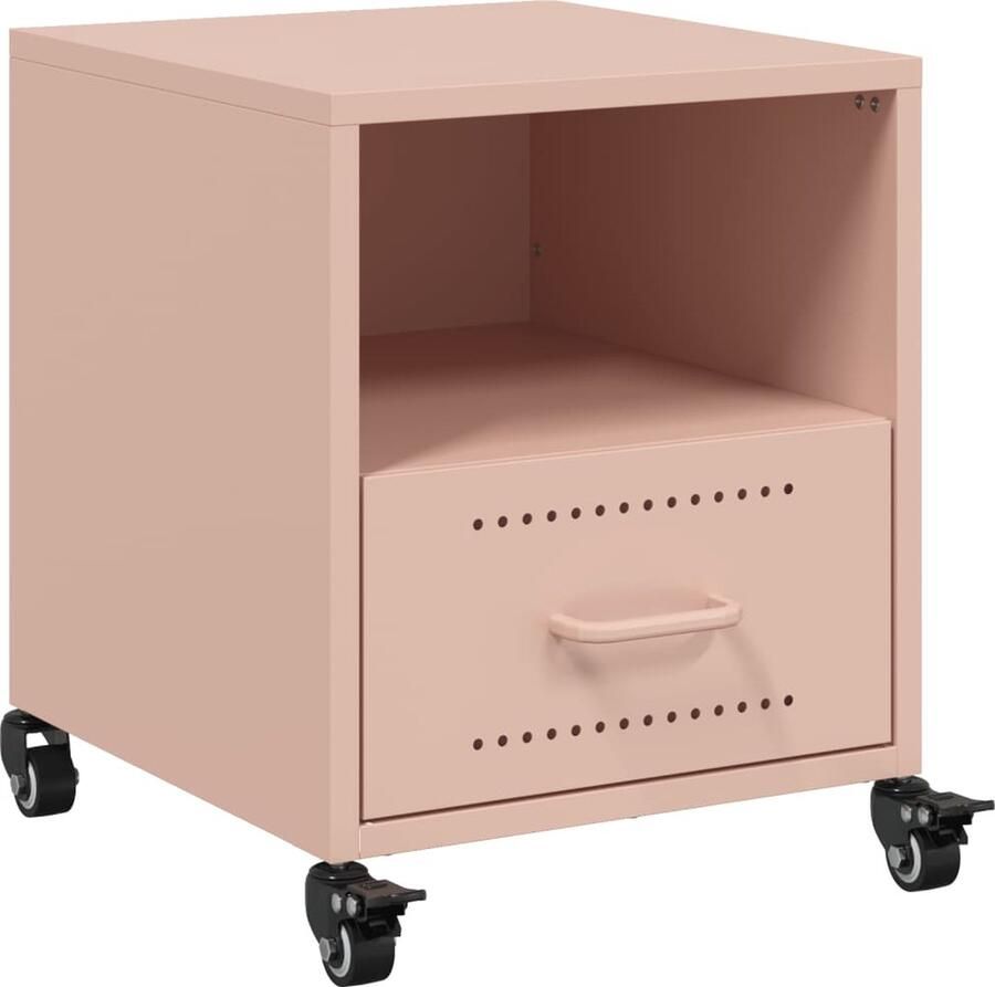 VidaXL Nachtkastje 36x39x43 5 cm staal roze