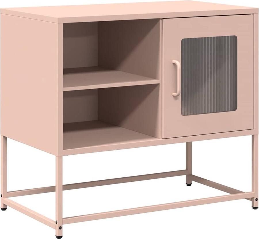 VidaXL Stalen Tv-meubel Roze 68x39x60 5 cm Tv-meubel Roestvrijstalen Tv-kast Industrieel Tv-meubel Roze Tv-standaard Salontafel