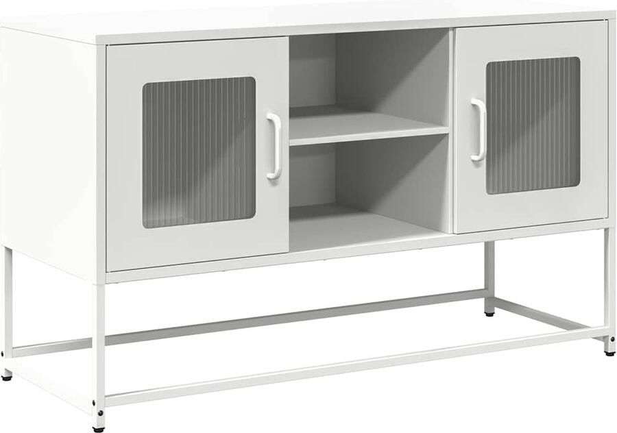 VidaXL Stalen Tv-meubel Wit 100 5x39x60 5 cm Tv Kast Stalen Tv-meubel Modern Tv-meubel Wit Tv-meubel Opbergkast