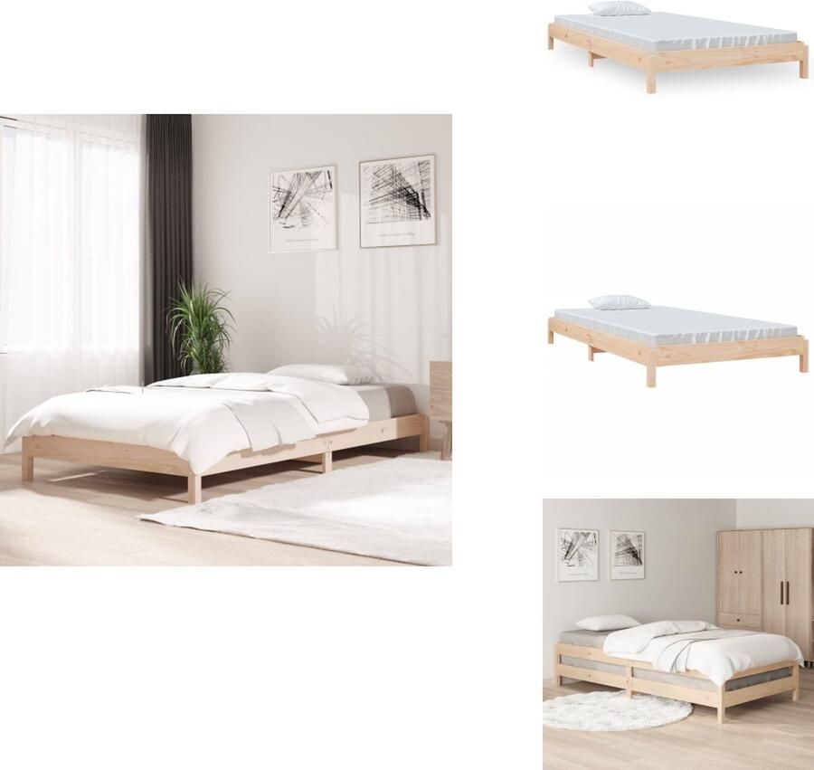 VidaXL Stapelbaar Bed Stapelbare Bedden Slaapmeubel Bedframe Bed stapelbaar 100x200 cm massief grenenhout