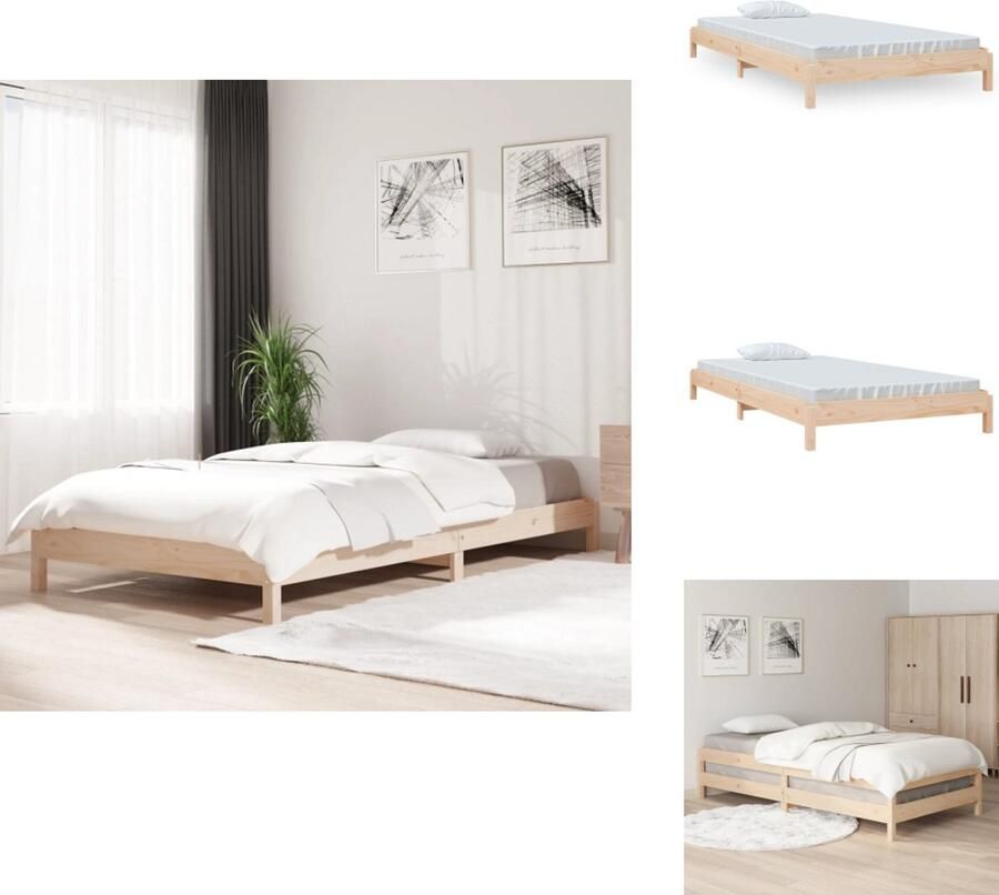 VidaXL Stapelbaar Bed Stapelbare Bedden Slaapmeubel Bedframe Bed stapelbaar 90x200 cm massief grenenhout