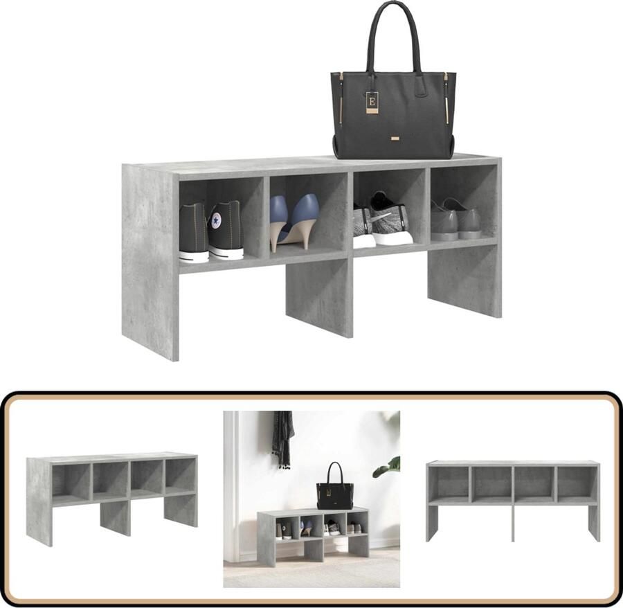 VidaXL Stapelbaar Schoenenrek Betongrijs 89 5x30x40 cm Schoenenrek Schoenenkast Opbergruimte Houten Schoenenrek Stapelbaar Schoenenrek