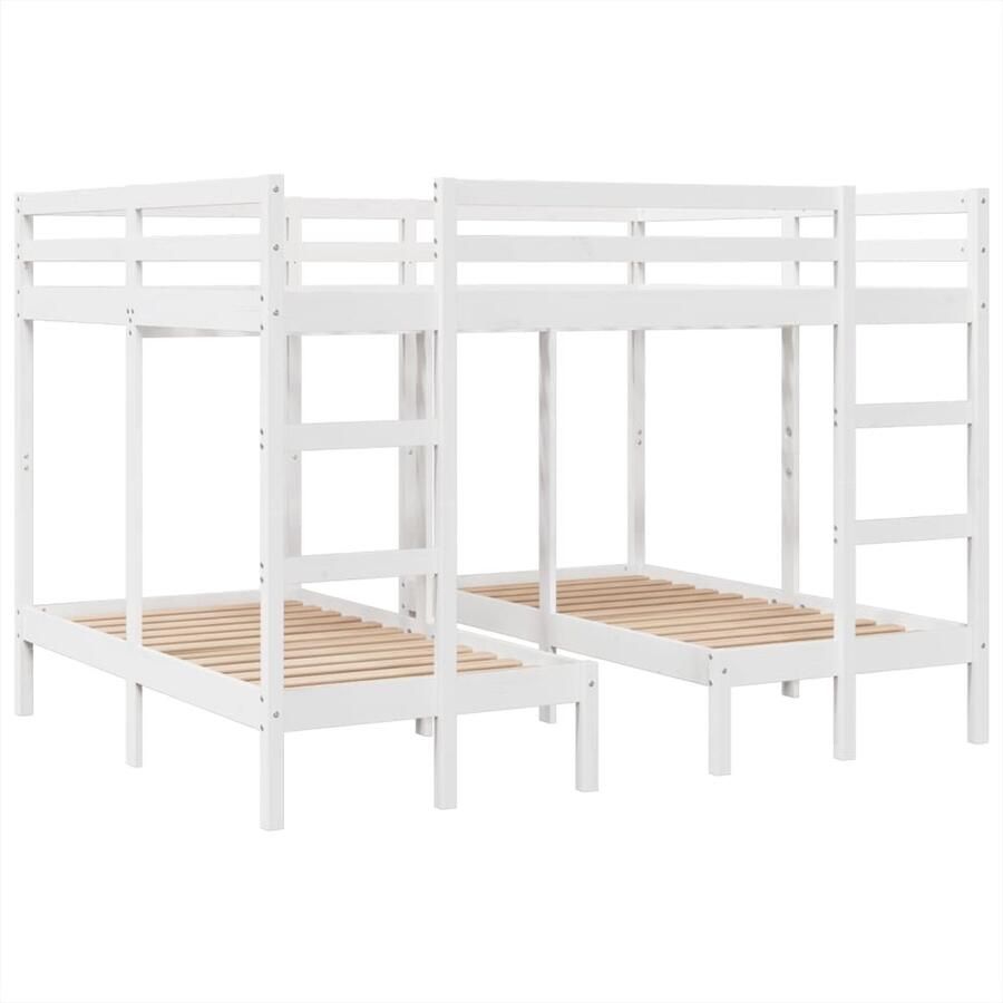 VidaXL Stapelbed 3-voudig grenenhout wit 140x200 70x140 cm