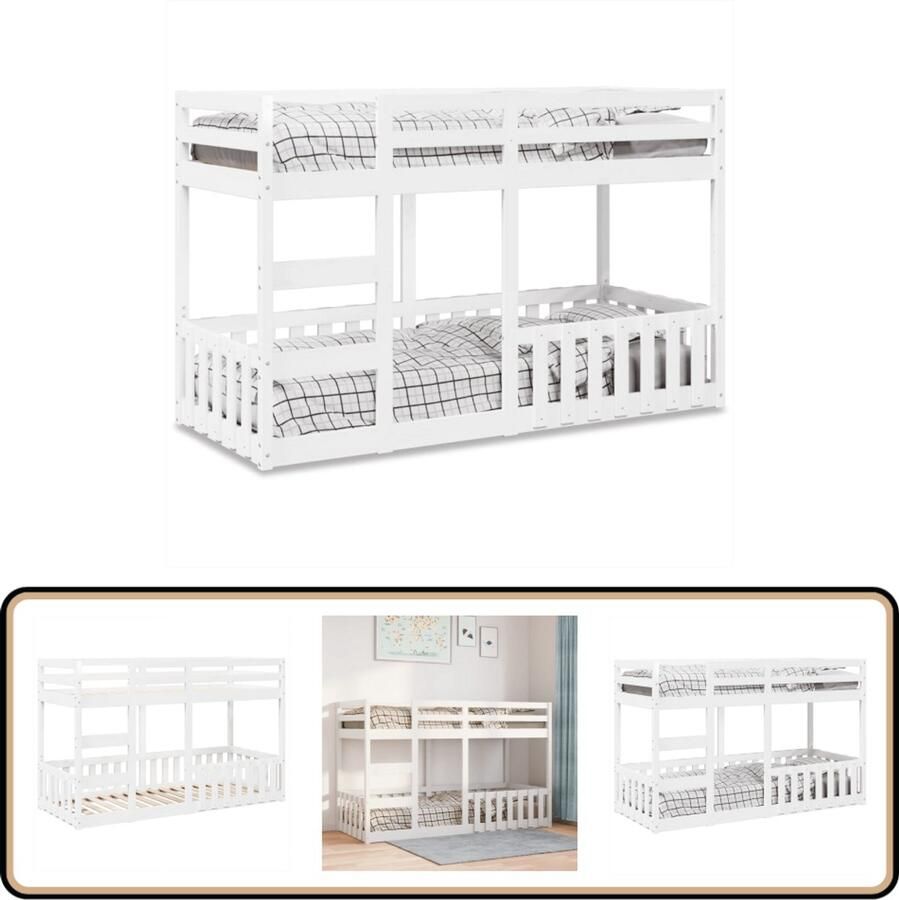 VidaXL Stapelbed 75x190 cm massief grenenhout wit