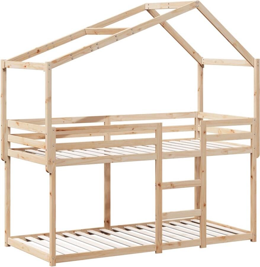 VidaXL Stapelbed 75x190 cm met dak massief grenenhout - Foto 3