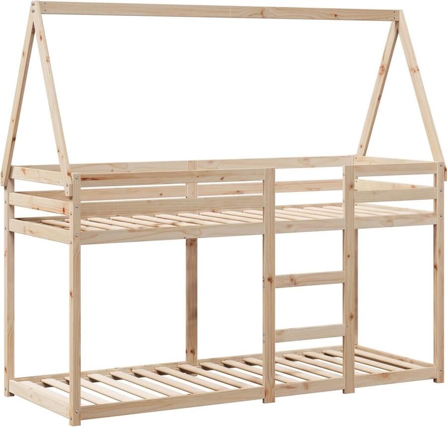 VidaXL Stapelbed 75x190 cm met dak massief grenenhout