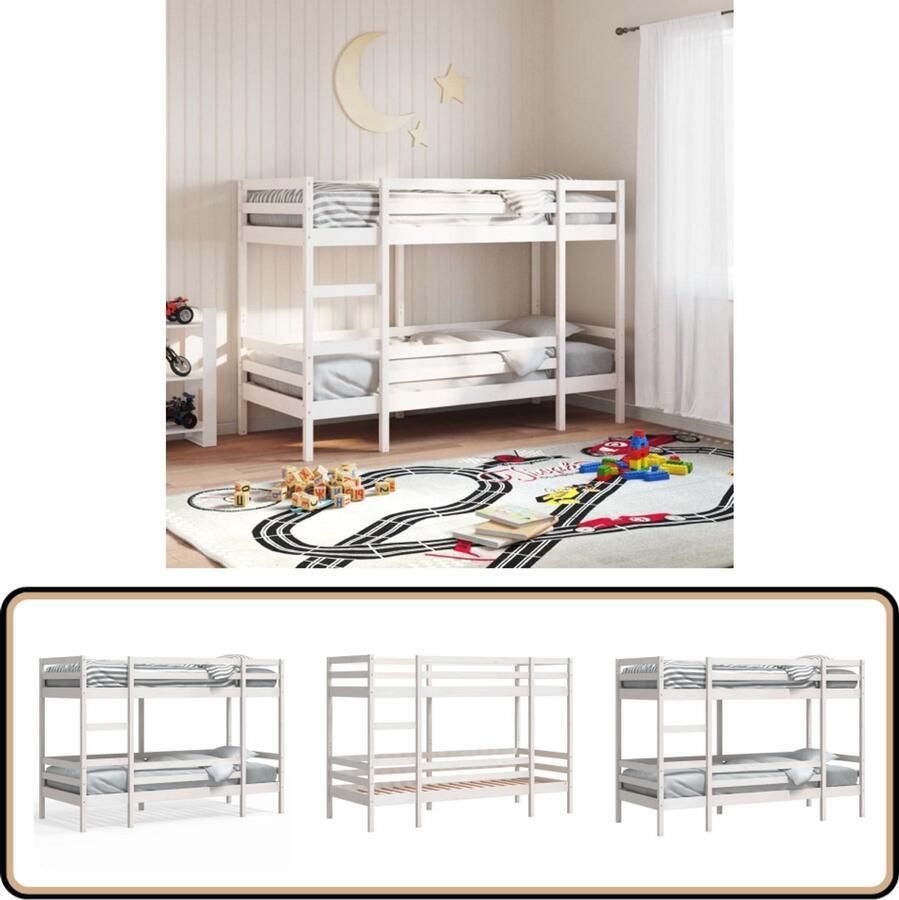 VidaXL Stapelbed 90x190 cm massief grenenhout wit
