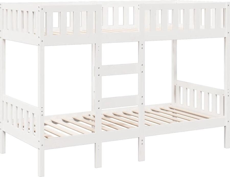 VidaXL Stapelbed 90x190 cm massief grenenhout wit
