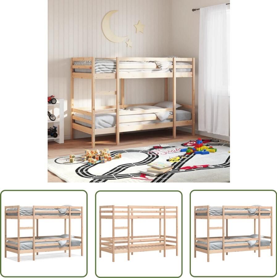 VidaXL Stapelbed Frame Stapelbed Stapelbedframe zonder matras massief grenenhout 90x190 cm Kinderbed Tweepersoonsbed Grenenhout Bed