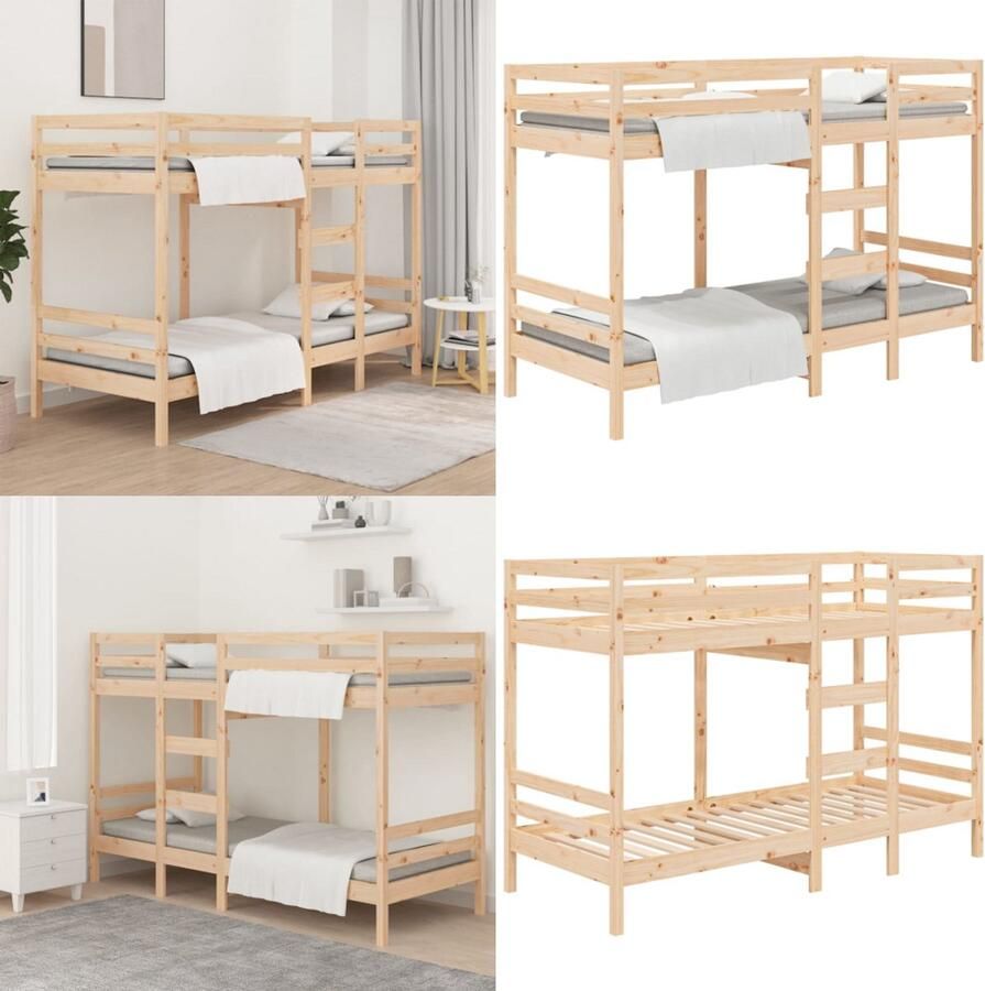 VidaXL Stapelbed massief grenenhout 75x190 cm Stapelbed Stapelbedden Bed Bedframe