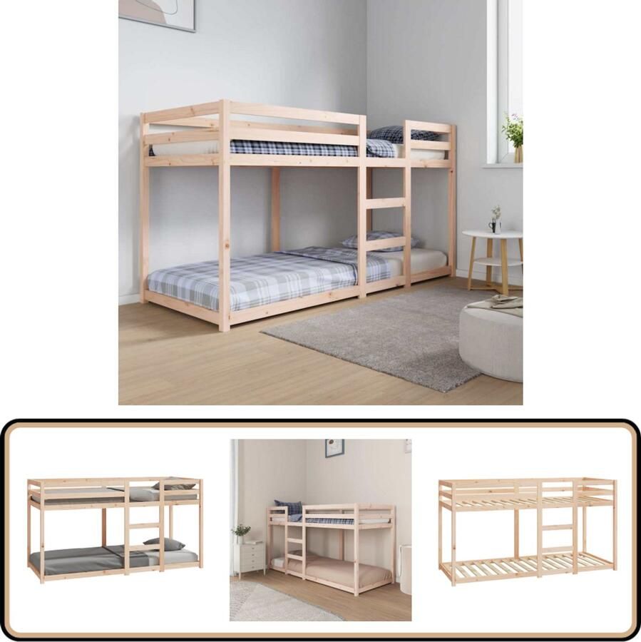 VidaXL Stapelbed Massief Grenenhout 80x200 cm Stapelbed Houten Bed Kinderbed Tweepersoonsbed Klein Bed