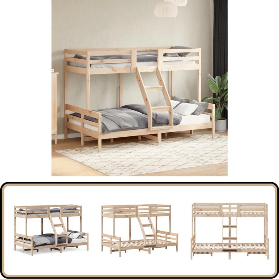Vida XL Stapelbed massief grenenhout 80x200 120x200 cm SKU: V3207161 - Foto 3