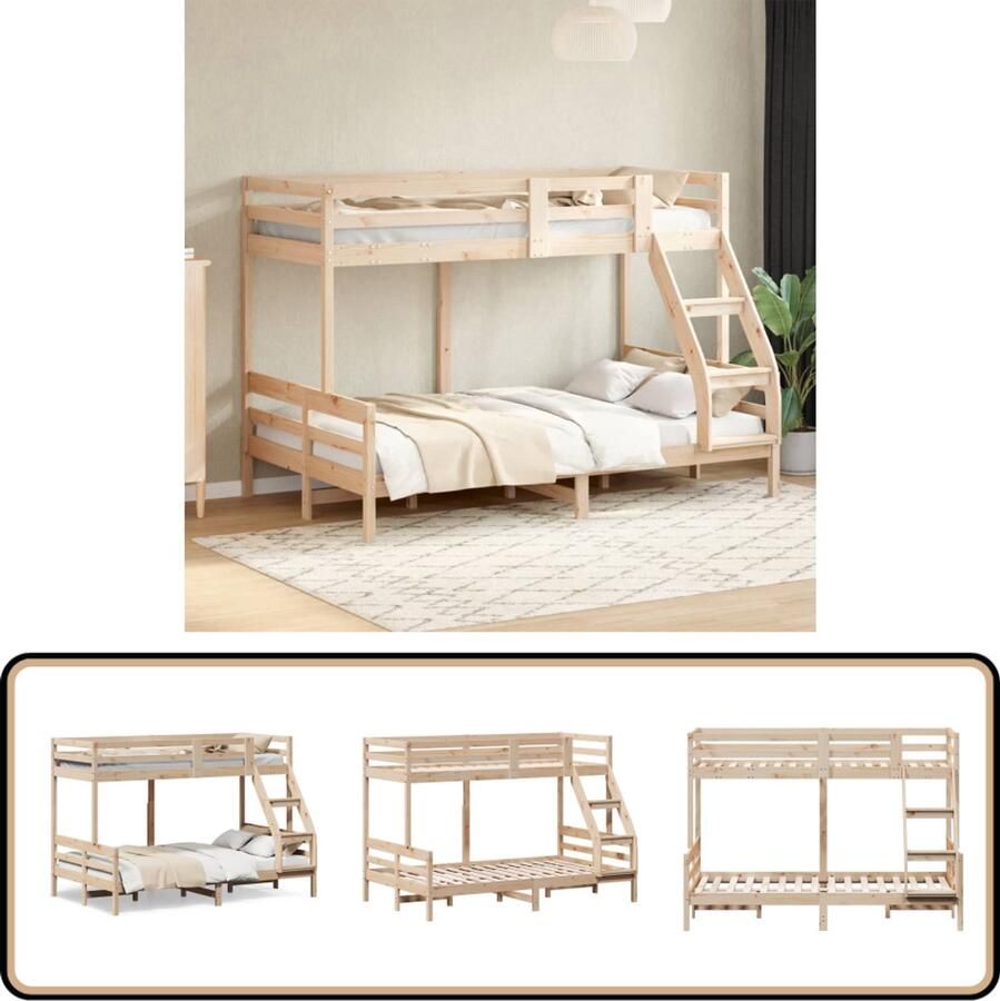VidaXL Stapelbed massief grenenhout 90x200 120x200 cm