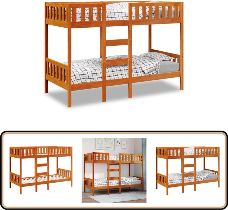 VidaXL Stapelbed massief grenenhout wasbruin 75x190 cm