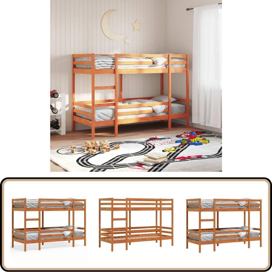 VidaXL Stapelbed massief grenenhout wasbruin 80x200 cm