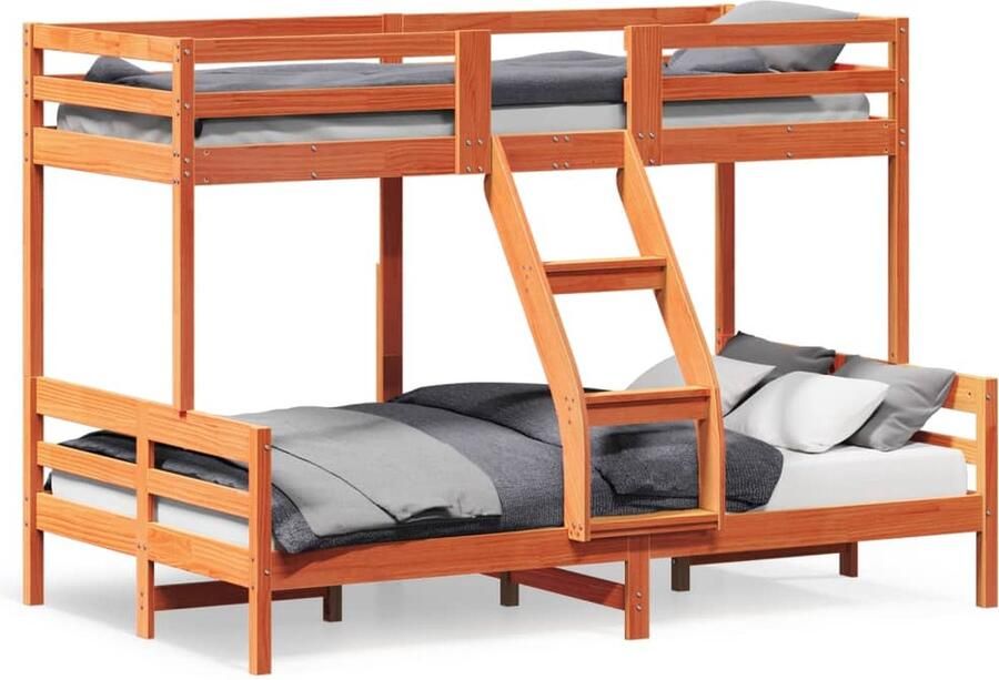 VidaXL Stapelbed massief grenenhout wasbruin 80x200 120x200 cm - Foto 3