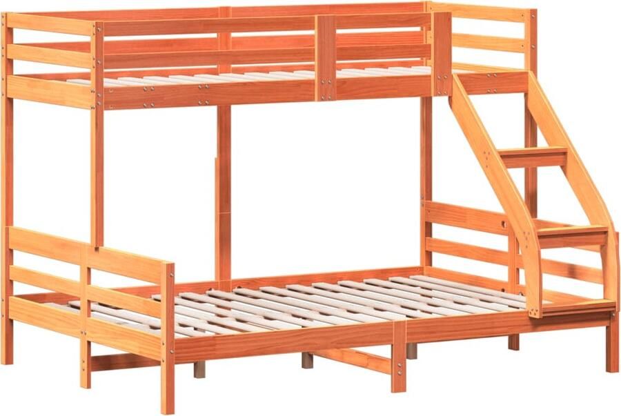 Vida XL Stapelbed massief grenenhout wasbruin 80x200 140x200 cm SKU: V3207184 - Foto 3