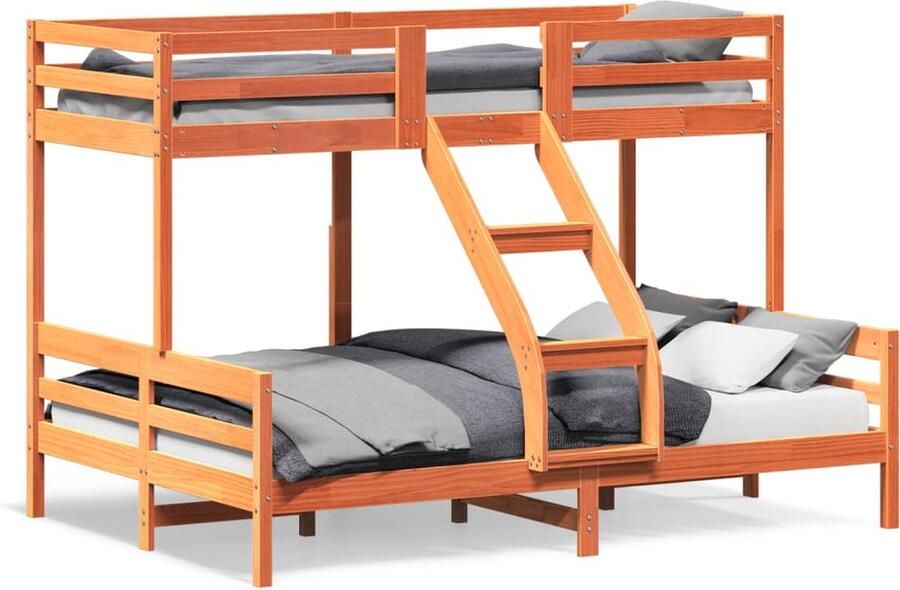 Vida XL Stapelbed massief grenenhout wasbruin 80x200 140x200 cm SKU: V3207184 - Foto 2