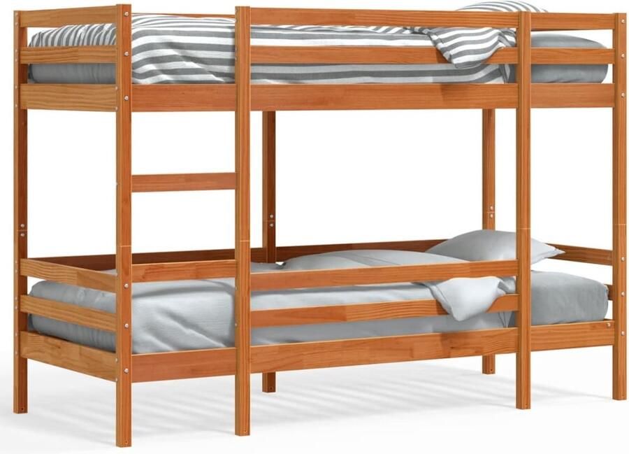 VidaXL Stapelbed massief grenenhout wasbruin 90x190 cm