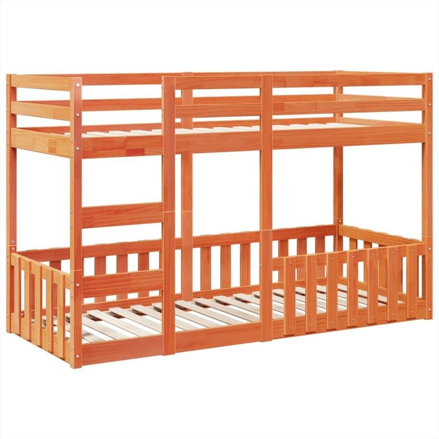 VidaXL Stapelbed massief grenenhout wasbruin 90x190 cm