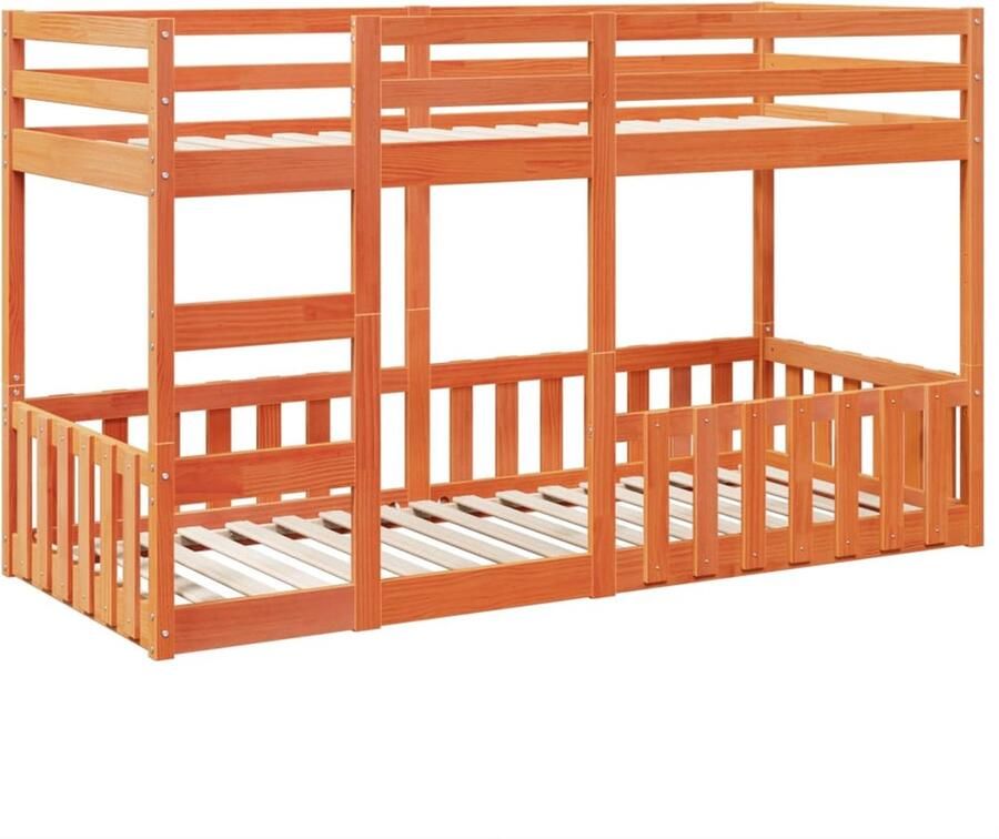 VidaXL Stapelbed massief grenenhout wasbruin 90x200 cm