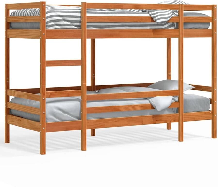 VidaXL Stapelbed massief grenenhout wasbruin 90x200 cm