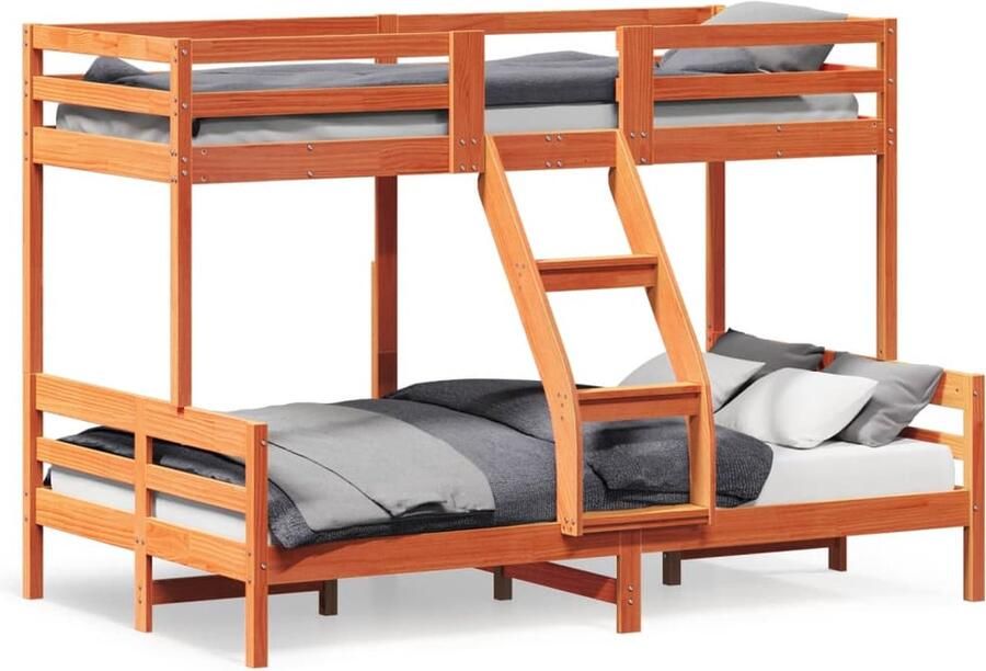 Vida XL Stapelbed massief grenenhout wasbruin 90x200 120x200 cm SKU: V3207172 - Foto 2