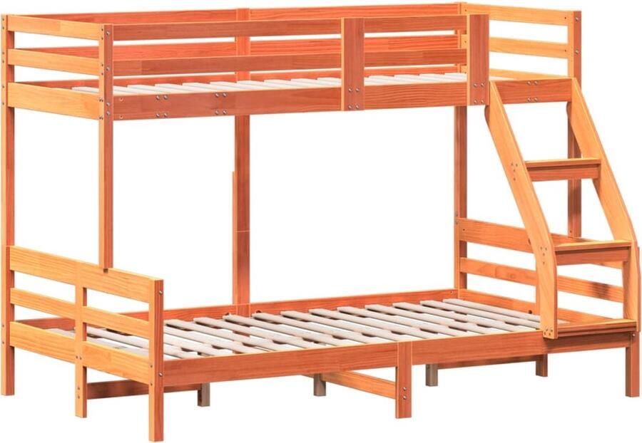 Vida XL Stapelbed massief grenenhout wasbruin 90x200 120x200 cm SKU: V3207172 - Foto 3