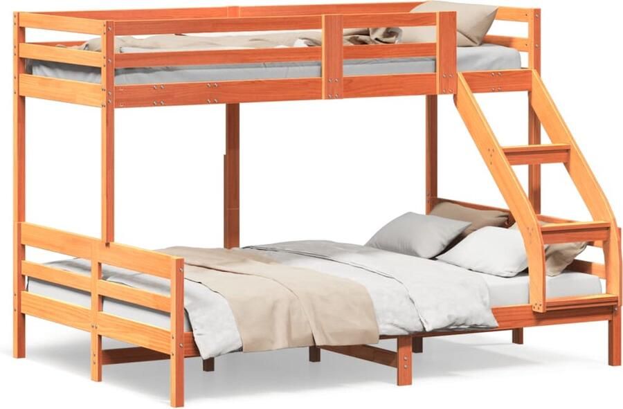 VidaXL -Stapelbed-massief-grenenhout-wasbruin-90x200 140x200-cm - Foto 2