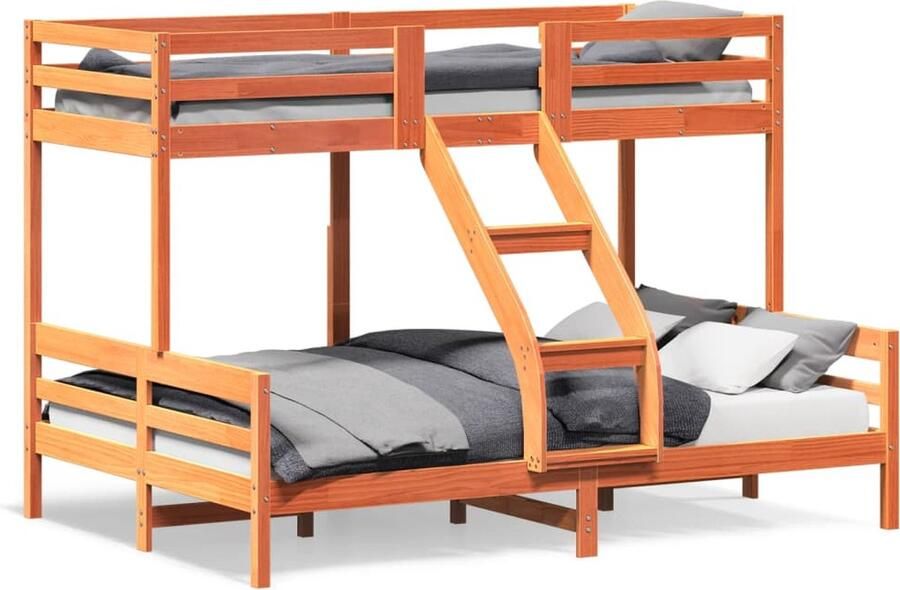 VidaXL -Stapelbed-massief-grenenhout-wasbruin-90x200 140x200-cm - Foto 3