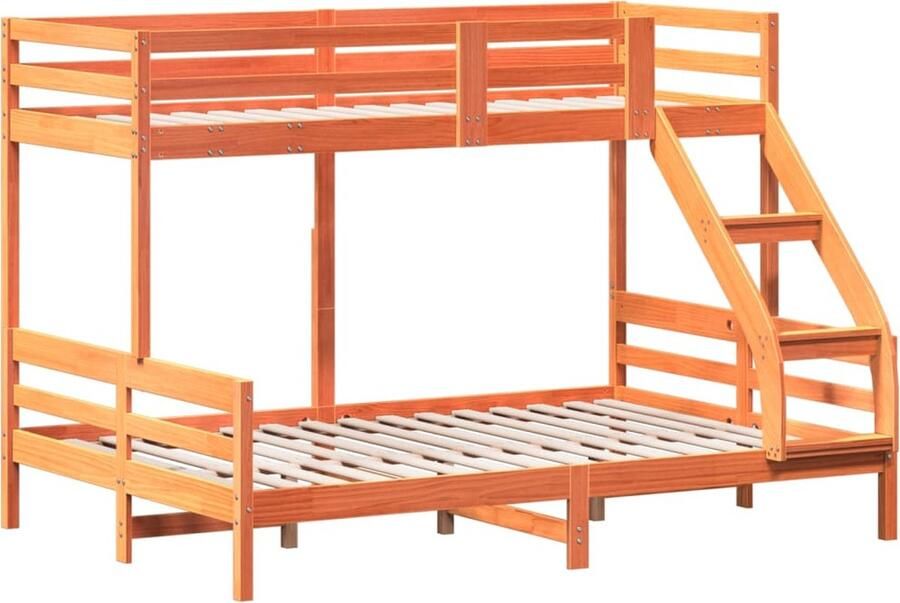 VidaXL -Stapelbed-massief-grenenhout-wasbruin-90x200 140x200-cm - Foto 4