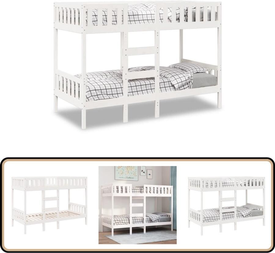 VidaXL Stapelbed massief grenenhout wit 80x200 cm