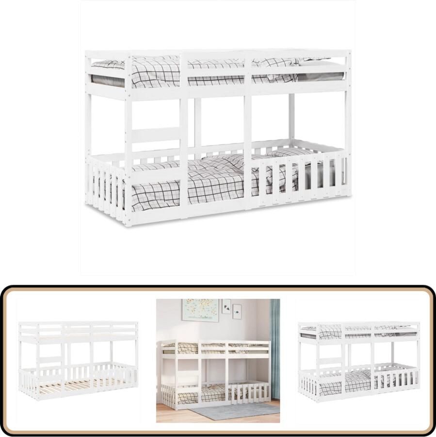 VidaXL Stapelbed massief grenenhout wit 80x200 cm