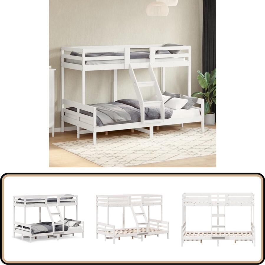 VidaXL Stapelbed massief grenenhout wit 80x200 120x200 cm