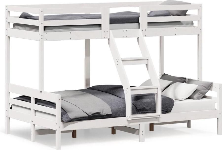 Vida XL Stapelbed massief grenenhout wit 90x200 120x200 cm SKU: V3207186 - Foto 4