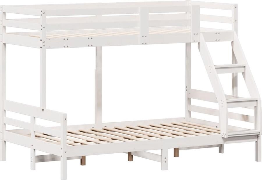 Vida XL Stapelbed massief grenenhout wit 80x200 120x200 cm SKU: V3207178 - Foto 5