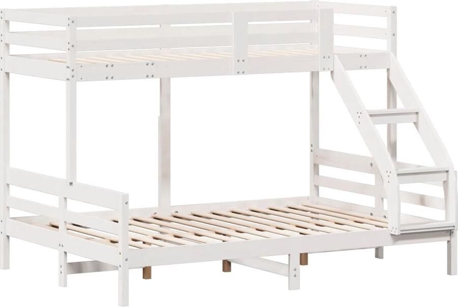 Vida XL Stapelbed massief grenenhout wit 80x200 140x200 cm SKU: V3207182 - Foto 3