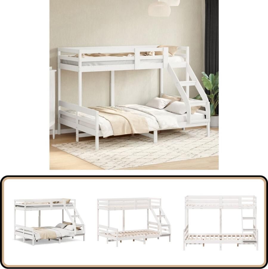 VidaXL Stapelbed massief grenenhout wit 80x200 140x200 cm