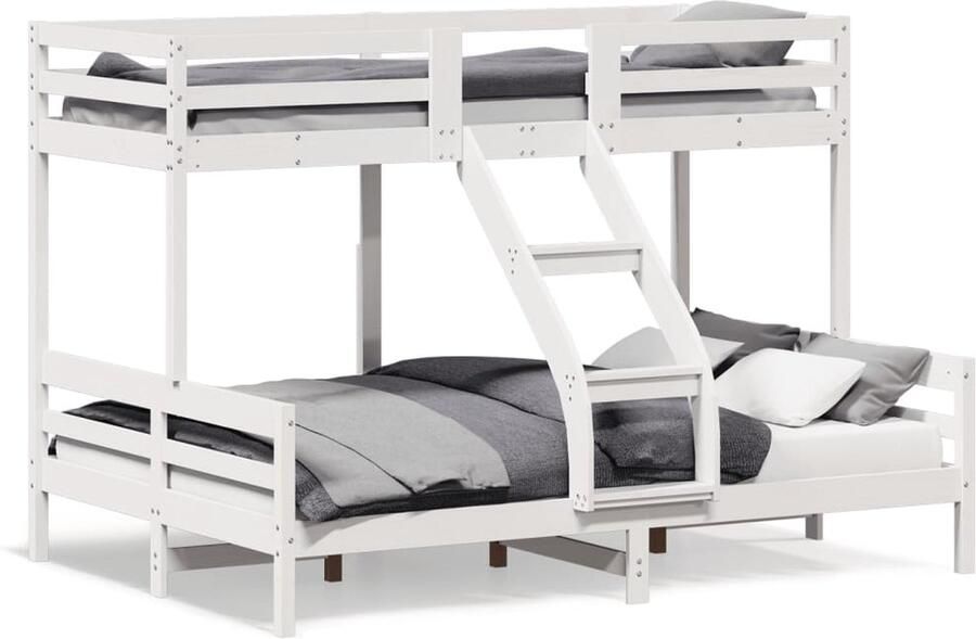 Vida XL Stapelbed massief grenenhout wit 80x200 140x200 cm SKU: V3207182 - Foto 2